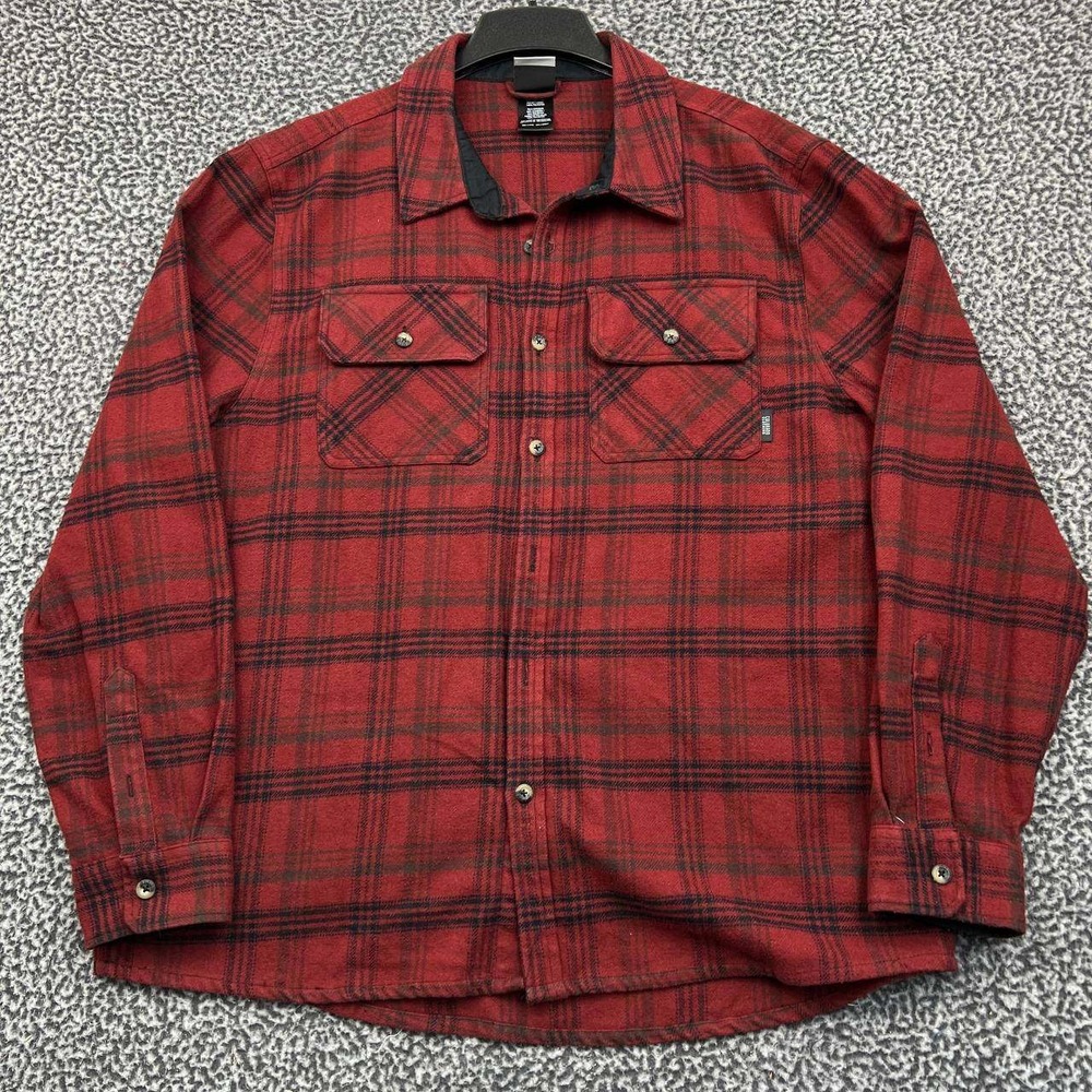 Colorado Button Up Shirt Men XXL Red Flannel Plaid Long Sleeve Collared 2XL